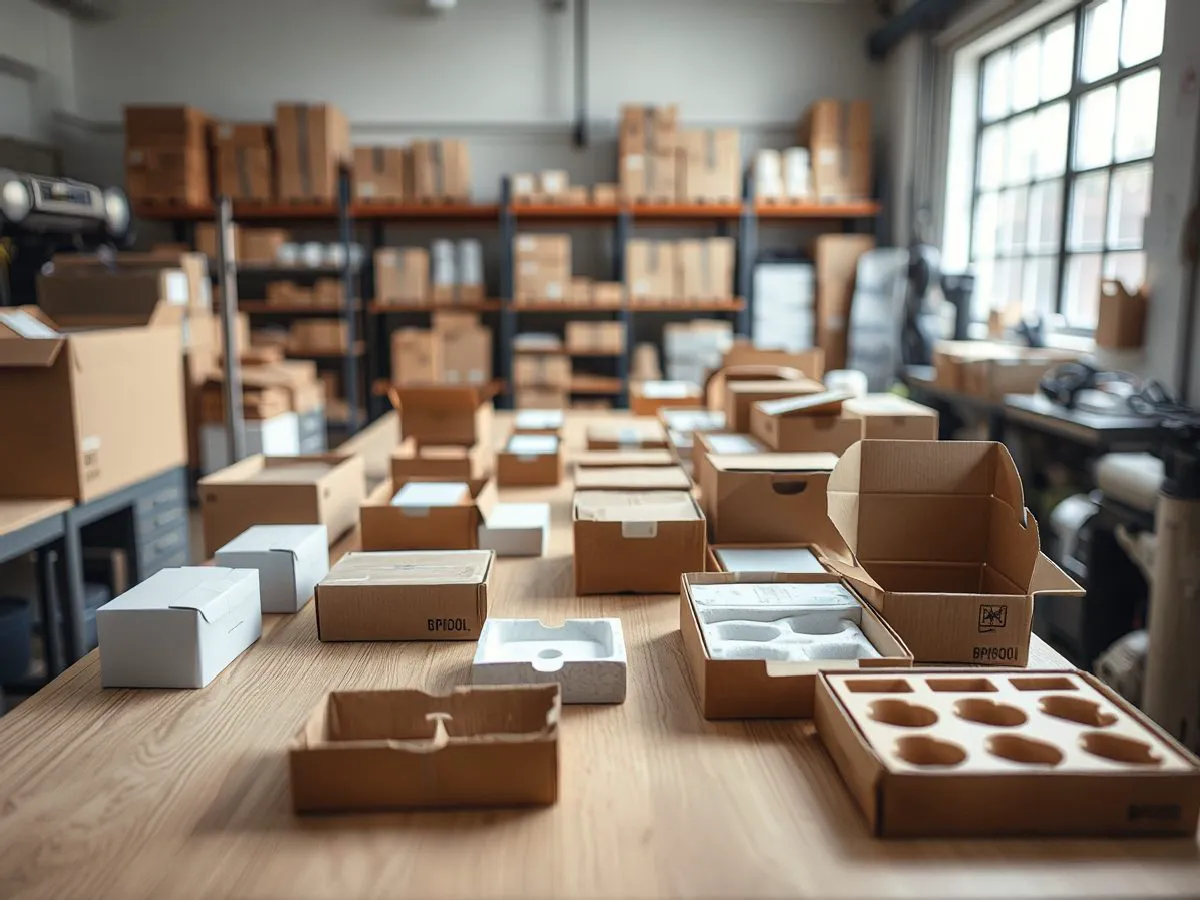 包装设计工作台上的样品和材料